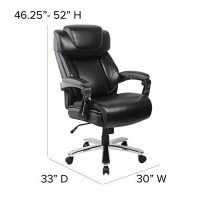 Flash Furniture Hercules Series Big & Tall 500 Lb Rated Black Leathersoft Executive Swivel Ergonomic Office Chair With Adjustable Headrest