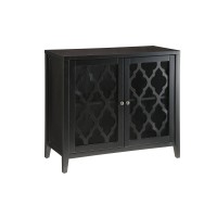 Acme Ceara Storage Wooden Console Table With 2 Glass Doors In Black