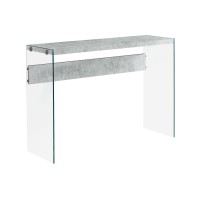 Monarch Specialties , Console Sofa Table, Tempered Glass, Grey Cement, 44L