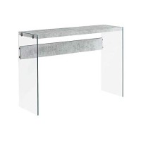 Monarch Specialties , Console Sofa Table, Tempered Glass, Grey Cement, 44L