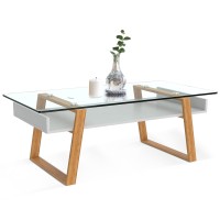 Bonvivo Modern Glass Coffee Table - Elegant Centerpiece For Living Room Decor With Tempered Glass Top, Sleek Design As A Gift For Home Or Office Use, White