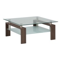 Jofran: Compass Square Glass Cocktail Table 38W X 38D X 19H Brown Finish (Set Of 1)