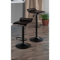 Paris Set Of 2 Airlift Adjustable Swivel Stool With Pu Leather Seat And Black Metal Base(D0102Hhmv3W.)