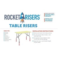 Rocket Risers Folding Table Risers - Make Your Folding Table A Counter Height Table - Set Of 4 Table Leg Risers