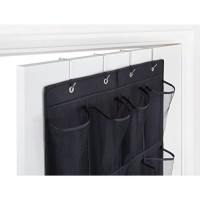 Bilpa Shoe Organizer, Over The Door Hanging Closet Rack 24 Large Mesh Pockets Fit Up To Size 14 Strong Metal Hooks Sturdy Black Fabric Holder Perfect Storage For Trainers, Boots, Sandals