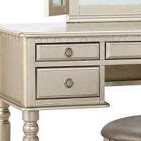 Bobkona F4079 St Croix Collection Vanity Set With Stool, Silver