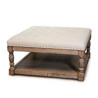 Warehouse Of Tiffany Cairona 34 Shelved Ottoman In Cream Tufted Fabric (El1668)