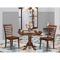 3 Pc Set With A Round Table And 2 Wood Dinette Chairs In Mahogany