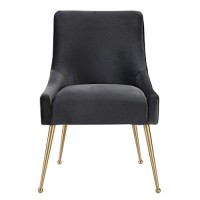 Tov Furniture The Beatrix Collection Modern Style Living Room Velvet Upholstered Side Chair, Grey