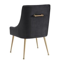 Tov Furniture The Beatrix Collection Modern Style Living Room Velvet Upholstered Side Chair, Grey