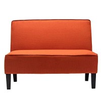 Changjie Furniture Linen Loveseat Sofa Couch Upholstered Small Loveseat For Bedroom Armless Living Room Chairs Cushioned 2-Seater Settee Loveseat (Orange)