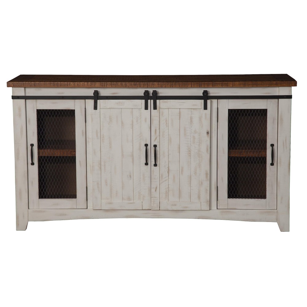 Martin Svensson Home Taos 70 Tv Stand Antique White & Aged Distressed Pine