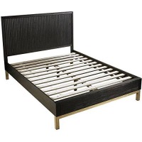 Modus Furniture Solid Wood Bed, King, Kentfield - Black Drifted Oak