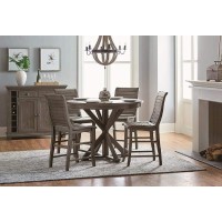 Progressive Furniture Willow Round Counter Table, Distressed Dark Gray