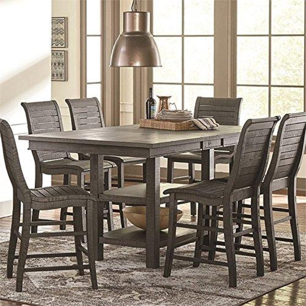 Progressive Furniture Willow Rectangular Counter Table, Distressed Dark Gray