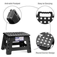 Acko Folding Step Stool For Adults-11 Height Lightweight Plastic Stepping Stool. Foldable Step Stool Hold Up To 300Lbs Non Slip Collapsible Stool Black