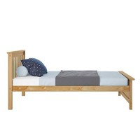 Max & Lily Full Size Bed Frame With Slatted Headboard, Solid Wood Platform Bed For Kids, No Box Spring Needed, Easy Assembly, Natural