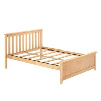 Max & Lily Full Size Bed Frame With Slatted Headboard, Solid Wood Platform Bed For Kids, No Box Spring Needed, Easy Assembly, Natural