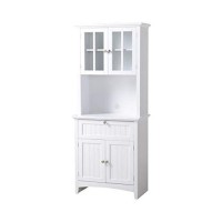 American Furniture Classics Os Home And Office Buffet And Hutch With Framed Glass Doors And Drawer, Large, White