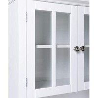 American Furniture Classics Os Home And Office Buffet And Hutch With Framed Glass Doors And Drawer, Large, White