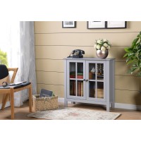 American Furniture Classics Os Home And Office Glass Door Accent And Display Cabinet, Dark Gray Paint