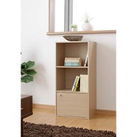 Iris Usa, Inc. Usa 3 Tier Wood Storage Shelf With Door, Natural