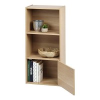 Iris Usa, Inc. Usa 3 Tier Wood Storage Shelf With Door, Natural