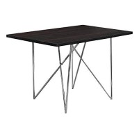 Monarch Specialties I Dining Table - 32X 48 / Cappuccino/Chrome Metal