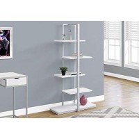 Monarch Specialties I 7233 Bookshelf, Bookcase, Etagere, 5 Tier, 60 H, Office, Bedroom, Metal, Laminate, White, Grey, Contemporary, Modern
