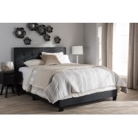 Baxton Studio Brookfield Modern And Contemporary Charcoal Grey Fabric Queen Size Bed