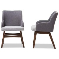 Baxton Studio Monte Dining Arm Chair In Gray And Walnut (Set Of 2)