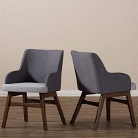 Baxton Studio Monte Dining Arm Chair In Gray And Walnut (Set Of 2)