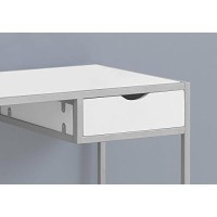 Monarch Specialties Contemporary Laptop Table With Drawer Home & Office Computer Desk-Metal Legs, 42 L, White-Silver