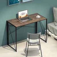 Coavas Folding Desk No Assembly Required, 39.4 Inch Writing Computer Desk Space Saving Foldable Table Simple Home Office Desk,Brown