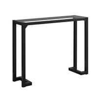 Monarch Specialties I Accent Table-42 L Tempered Glass Hall Console, Black