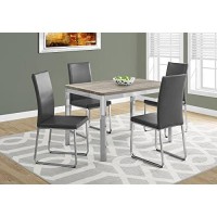 Monarch Specialties I Dining Table - 32X 48/ Dark Taupe/Chrome Metal, 47.5L X 31.5D X 30H,