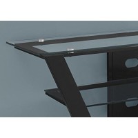 Monarch Specialties I Tv Stand-48 L Metal With Tempered Glass, Black