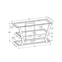 Monarch Specialties I Tv Stand-48 L Metal With Tempered Glass, Black