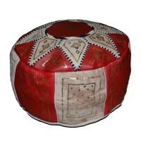 Moroccan Poofs Hand Made 100% Leather Ottoman Comfortable Round Design Foot Stool