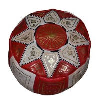 Moroccan Poofs Hand Made 100% Leather Ottoman Comfortable Round Design Foot Stool