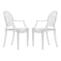 Leisuremod Carroll Modern Acrylic Chair In Clear, Set Of 2