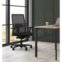 Hon Ignition 2.0 Ergonomic Office Chair Mesh Back With Synchro-Tilt Recline, Lumbar Support, Swivel Wheels - Comfortable Home Office Desk Chairs For Long Hours & Computer Task Work - Executive Black
