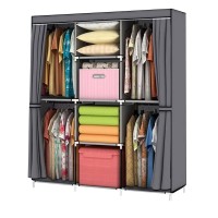 Youud Wardrobe Storage Closet Clothes Portable Wardrobe Storage Closet Portable Closet Organizer Portable Closets Wardrobe Closet Organizer Shelf Wardrobe Clothes Organizer Standing Closet Graya