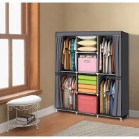 Youud Wardrobe Storage Closet Clothes Portable Wardrobe Storage Closet Portable Closet Organizer Portable Closets Wardrobe Closet Organizer Shelf Wardrobe Clothes Organizer Standing Closet Graya