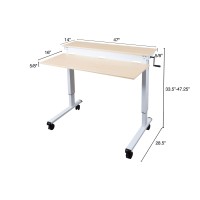 S Stand Up Desk Store Crank Adjustable 2-Tier Standing Desk With Heavy Duty Steel Frame (White Frame/Birch Top, 48In Wide