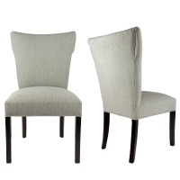 Sole Designs The Bella Collection Contemporary Style Fabric Upholstered Wing Back Armless Dining Side Chairs (Set Of 2), Smoke