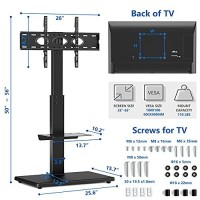 Rfiver Universal Swivel Floor Tv Stand With Sturdy Wood Base For 32-65 Inch Lcd Led Flat/Curved Screen Tvs, Height Adjustable Standing Tv Mount With Flexible Shelf And Internal Cable Management, Black