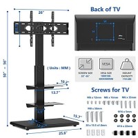 Rfiver Swivel Floor Tv Stand With Mount, Wood Base And 2 Flexible Media Shelves For 32 39 40 43 49 50 55 60 65 Inch Flat Screens/Curved Tvs, Height Adjustable Corner Tv Stand For Bedroom And Office