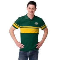 Nfl Green Bay Packers Football Team Logo Cotton Stripe Polo Shirt, Team Color, Large