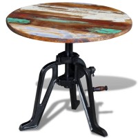 Vidaxl Side Table Solid Reclaimed Wood Cast Iron 23.6X(16.5-24.8)